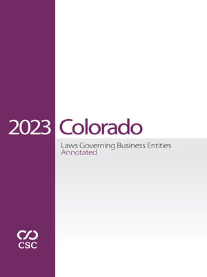 cover image of CSC Colorado Laws Governing Business Entities